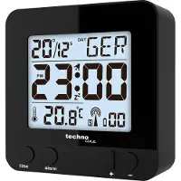 Technoline WT 235 Funkwecker mit Touchsensor, Schwarz, 8 x 2.5 x 8 cm