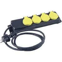 Heitronic 45058 Steckdosenleiste ohne Schalter Schwarz/Gelb erhöhter Berührungsschutz (45058)