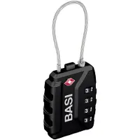 Basi - Kofferschloss - KS 625 TSA - Zinkdruckguss-Gehäuse - 37 mm - Schwarz - flexibles Stahlseil - 6100-0625