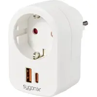 Sygonix SY-6713236 Zwischensteckdose mit USB Weiss