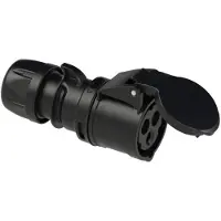 Pce 213-6ttx CEE-Kupplung 16A 3p 6h IP44/IP54 TT SHARK schwarz 2136ttx