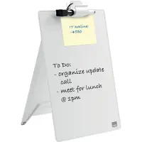 Nobo Glas-Notizboard Diamond, für Schreibtische, magnethaftend, B 216 x T 30 x H 297 mm, mit Marker & Montagematerial, weiß