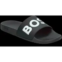 BOSS Eleganter Herrenpantoffel Schwarz: Bequeme Ciabatta mit Logodruck
