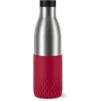 EMSA Trinkflasche "Bludrop Sleeve", (1 tlg.), Edelstahl/Silikon, Quick-Press, 12h warm/24h kühl