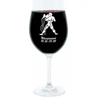 Glaskoch B. Koch jr. GmbH + Co. KG Leonardo Weinglas 400 ml, Motivglas, Sternzeichen Wassermann, Geschenk, Stimmungsglas mit Gravur, Moodglas, 22 cm