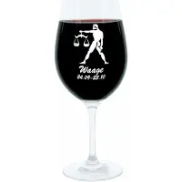 Glaskoch B. Koch jr. GmbH + Co. KG Leonardo Weinglas 400 ml, Motivglas, Sternzeichen Waage, Geschenk, Stimmungsglas mit Gravur, Moodglas, 22 cm