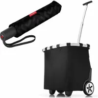 Reisenthel carrycruiser mit umbrella pocket duomatic Set, Einkaufstrolley, Regenschirm, Black, 40 L, 2-tlg.
