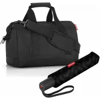 Reisenthel allrounder M mit umbrella pocket duomatic Set, Reisetasche, Regenschirm, Black, 18 L, 2-tlg.
