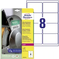 Avery Etiketten L7914-10, ultraresistent, geeignet für Laserdrucker, 99,1 x 67,7 mm, 80 Stück/10 A4-Bogen, Polyethylen-Folie, weiß