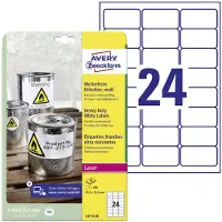 Avery Zweckform Wetterfeste Folien-Etiketten L4773-20, 63,5 x 33,9 mm, permanent, weiß