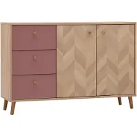 Schildmeyer Visby Sideboard 160935 Eiche hell Nachbildung/Mauve/Fischgräten Nachbildung, 109
