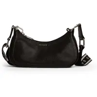 Ted Baker Leder Umhängetasche Schultertasche Laarna Webbing Leather Shoulder Bag Black schwarz