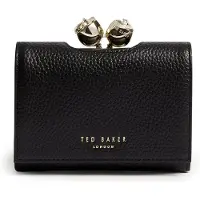 Ted Baker Leder Geldbörse Roosa Rose Detail Leather Small Bobble Purse Black schwarz
