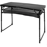 Aktive Klapptisch, Schwarz, 120 x 60 x 60 x 60/70 cm, höhenverstellbar, rutschfeste Platten, 30 kg belastbar, Handtragegriff, inklusive abnehmbarem Seitennetz, Strand, Garten (63089)