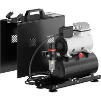 Wiltec Airbrush Einzylinderkompressor AF186A bis max. 4 bar Druck, im Gehäuse mit Abschaltautomatik und Lufttank für Modellbau, Nailart, Tattoos, KFZ