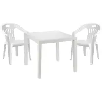 Mojawo Sitzgarnitur Bistrogarnitur 3-teilig Kunststoff Weiß