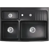 SYSTEMCERAM Elementspüle CENTRA 90 in NERO mit Excenterbedienung / 600 mm AP-Tiefe / / Keramikspüle