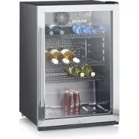 Severin Flaschenkühlschrank FKS 8840 aus Glas, schwarzsilber Kühlschrank Flaschenkühlschrank Kühlschrank Klein Mini Kühlschrank Minibar