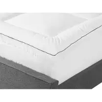Beliani Matratzentopper Weiß Baumwolle 180 x 200 cm Weich Waschbar mit Befestigung Paspel Matratzenschoner Matratzenauflage für Doppelbett