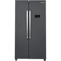 Heinner HSBS-HM442NFINVDGE++ Side-by-Side Kühlschrank 442 L, Total No Frost, Inverter, Anti-Fingerprint, Anthrazitgrau