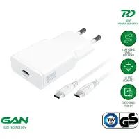 4smarts Netzladegerät PDPlug Slim 20W GaN 1C und USB-C Kabel 1,5m weiß
