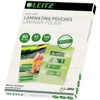 Leitz Laminierfolien iLAM 33817, A5 Hoch-& Querformat, Stärke 80 µm, L 222 x B 160 mm, PET, farblos, 100 Stück