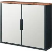 En.casa Spiegelschrank 'Trond' mit 2 Türen Wandmontage 50 x 60 x 15 cm Schwarz / Walnussoptik