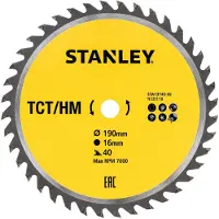 Stanley Zubehör Sta13145- XJ Tct Klinge, diam 190 x 16 mm 40 Positive Zähne Atb