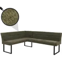 Mendler Eckbank MCW-O81, Esszimmerbank Bank, (310g/m²) Chenille Stoff/Textil Metall 159x210cm grün