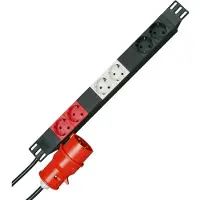 Kopp Steckdosenleiste 48,30cm (19") 6fach Schwarz, Grau, Rot CEE-Stecker 930105013