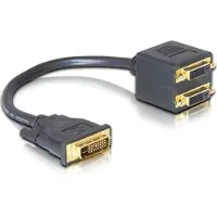 DeLOCK Adapter DVI25 St. zu 2x DVI25 B., 0,2 m, DVI-I, DVI, Männlich, Weiblich, Schwarz