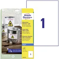 Avery Etiketten J4775, wetterfest, permanenthaftend, druckergeeignet, rechteckig, Polyester, matt weiß, 10 Stück auf 10 Blatt
