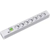 Bachmann 19" 1,2HE Steckdosenleiste 7 x -- Schutzkontakt mit Schalter, grau