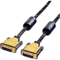 Roline GOLD Monitorkabel DVI, ST-ST, (24+1) dual link 2,0m, 2 m, DVI-D, DVI-D, Männlich, Männlich, Schwarz, Gold
