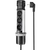 Sygonix SY-4997104 Steckdosenturm Schwarz, Edelstahl Schutzkontakt 1 St.