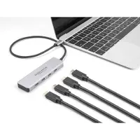 DeLOCK USB 10 Gbps USB Type-C Hub mit 4 x USB Type-C Buchse mit 35 cm Anschlusskabel, USB Typ-C, USB Typ-C, 10000 Mbit/s, Grau, Aluminium, 0,35 m