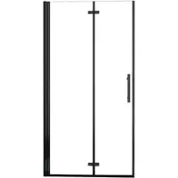 Duschparadies GmbH 130x80cm 6mm ESG Schwarz Faltwand mit Seitenwand Duschabtrennung Badewannenaufsatz H:140cm