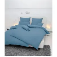 Janine Mako-Soft-Seersucker Bettwäsche Piano Kopfkissenbezug einzeln 40x80 cm | denimblau - blau
