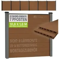 Juskys WPC Zaun aus Elementen & Pfosten