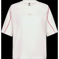 Adidas T-Shirt SPORTSWEAR "STADIUM 3-STRIPES", Damen, Gr. XS, weiß (sanftes weiß, pure ruby, crystal linen), Obermaterial: 100% Baumwolle, normal, Rundhals, Shirts T-Shirt