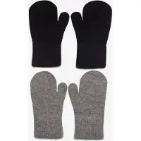 CeLaVi Fäustlinge - Wolle/Nylon - 2er-Pack - Schwarz/Graumeliert - - 1-2 Jahre (80-92) - Handschuhe/Fäustlinge