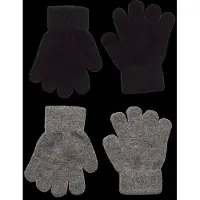 CeLaVi Handschuhe - Wolle/Nylon - 2er-Pack - Schwarz/Graumeliert - - 3-6 Jahre (98-116) - Handschuhe
