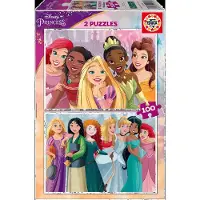 Educa - Kinderpuzzle Disney Prinzessinnen | 2x100 Teile Puzzleset | Arielle, Rap