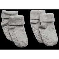 Minymo Socken - Rib - 2er-Pack - Light Grey Melange - - 19/22 - Socken