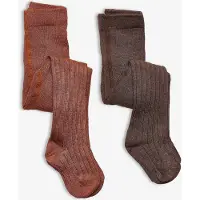 Minymo Strumpfhosen - 2er-Pack - Rib - Bambus - Cocoa Brown - - 80/86 - Strumpfhosen