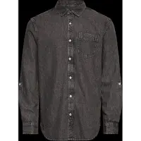 Scotch & Soda Washed 1 Pocket Black Langarmhemd
