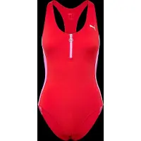 Puma Badeanzug "SWIM WOMEN T7 SWIMSUIT" mit tiefem Rundhalsausschnitt und Reißverschluss
