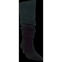 Dune London Dune Saunders Leder Damen Schwarze Stiefeletten mit Absatz bis zum Knie
