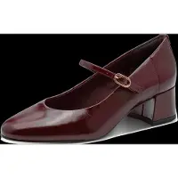 Tamaris Spangenpumps , Damen, Gr. 41, Synthetik Textil, rot (weinrot), Lackleder, glänzend, unifarben, Schuhe Spangenpumps, Blockabsatz, Abendschuh mit Touch it-Ausstattung