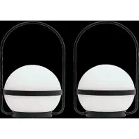 Dyberg Larsen Summer LED-Akku-Laterne, 2 Stück, schwarz - , Summer, dimmbar, Schwarz, für Terrasse, Metall, Modern
